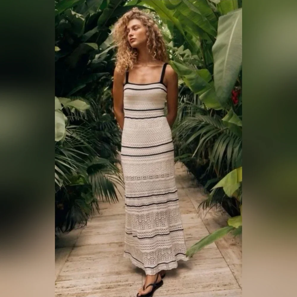 Abercrombie Black And White Crochet Maxi Dress